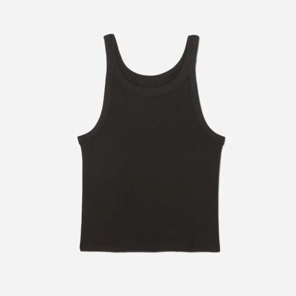 Everlane The Pima Micro-Rib Short Tank - Black - Picture 1 of 7